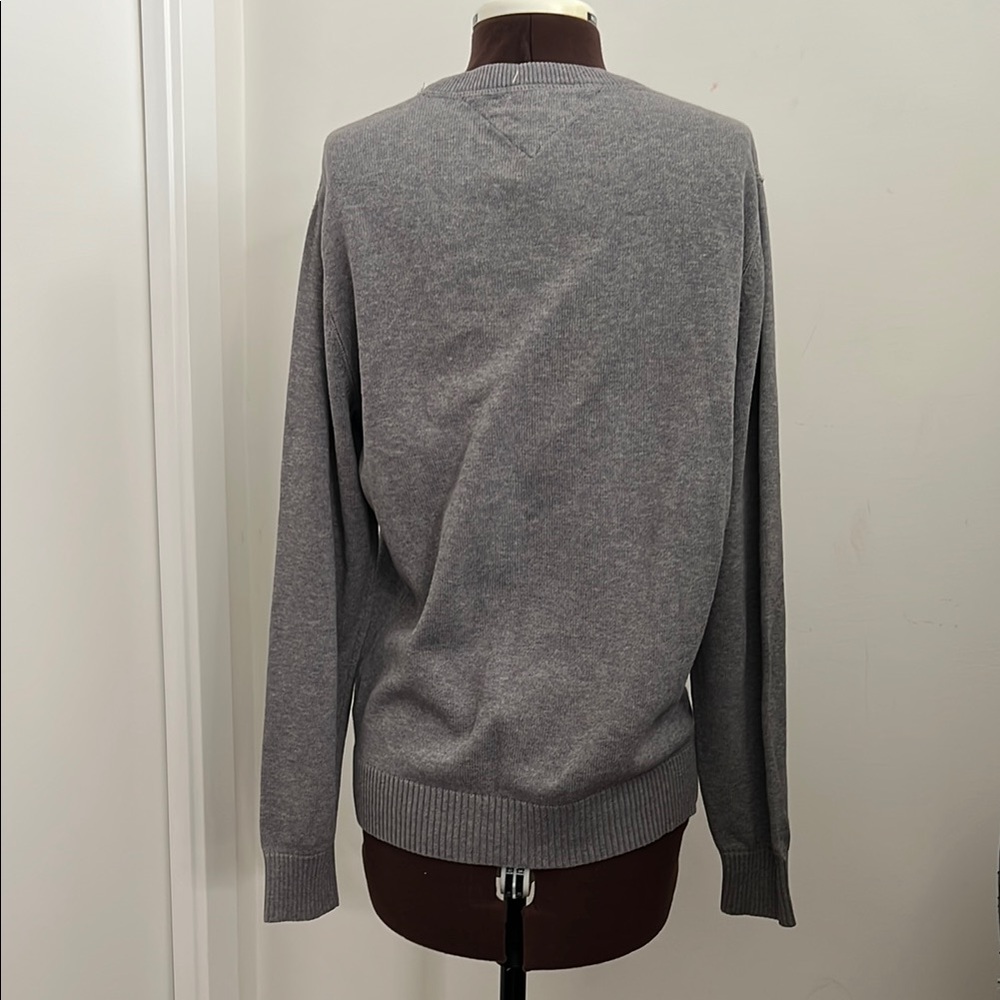 Men's Gray Sweater Cotton Crew Neck Sweatshirt Cotton Breathable Knit - Picture 3 of 11
